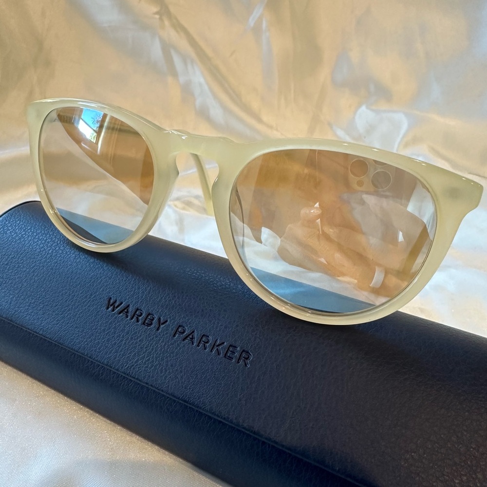 Warby Parker Cream Frame Sunglasses with Light Brown Lenses
